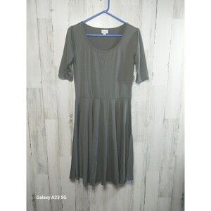 Lularoe Nicole Dress Gray Solid NEW Twirl Skirt Large
